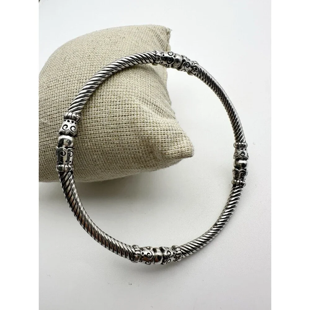 Brighton Cable Bangle Bracelet Silver Plated 8.15”